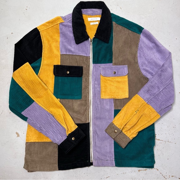 Urban Outfitters Men’s Colorblock Patchwork Corduroy Chore Jacket Large - Picture 10 of 10